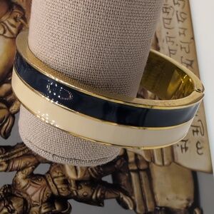 J CREW Enamel Bangle bracelet cream gold navy
